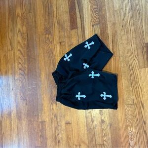 Kids Black Shorts with White Crosses